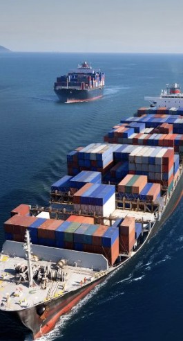 Container ship at sea